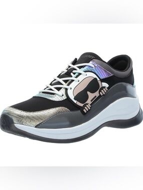 Karl Lagerfeld Black, Silver & Iridescent Coty Sneaker NWT